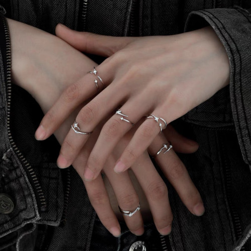 【NEKONEKO】鋯石戒指ins高級感冷淡風開口食指戒指環尾戒原創