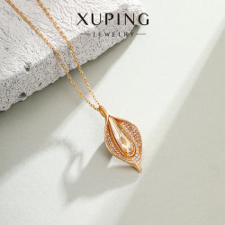 柔柔時尚輕奢重工合金馬蹄蓮仿水晶項鍊