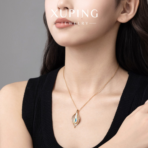 柔柔時尚輕奢重工合金馬蹄蓮仿水晶項鍊 柔柔時尚輕奢重工合金馬蹄蓮仿水晶項鍊