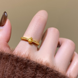 古法沙金微鑲葫蘆開口戒指女輕奢高級感尾戒巨好看的指環小衆設計