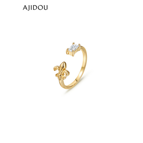 AJIDOU阿吉豆女戒指鳶尾花尾戒復古高級感輕奢氣質設計感指環飾品 AJIDOU阿吉豆女戒指鳶尾花尾戒復古高級感輕奢氣質設計感指環飾品