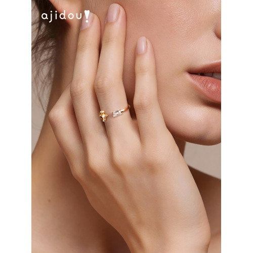 AJIDOU阿吉豆女戒指鳶尾花尾戒復古高級感輕奢氣質設計感指環飾品 AJIDOU阿吉豆女戒指鳶尾花尾戒復古高級感輕奢氣質設計感指環飾品