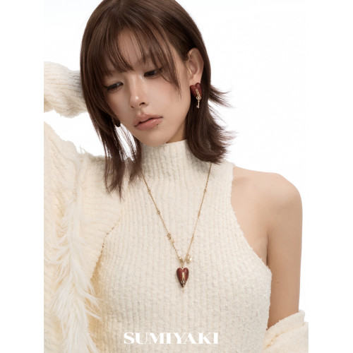 SUMIYAKI 愛鎖芯系列溫潤紅木頭鑰匙項鍊本命年新年禮物毛衣鏈女