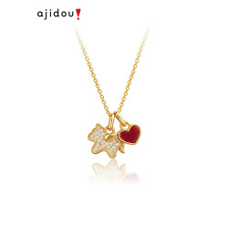 AJIDOU阿吉豆項鍊女本命年生肖馬鎖骨鍊輕奢配飾品新年愛心毛衣鏈