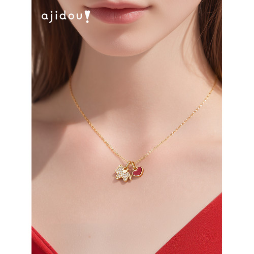 AJIDOU阿吉豆項鍊女本命年生肖馬鎖骨鍊輕奢配飾品新年愛心毛衣鏈 AJIDOU阿吉豆項鍊女本命年生肖馬鎖骨鍊輕奢配飾品新年愛心毛衣鏈