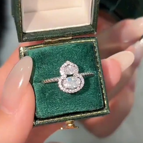 豔豔【清風徐來】葫蘆戒指新中式白色微鑲閃亮高級感氣質銀色戒子