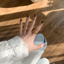 26n0117【鄕丫頭嚴選】 小香復古鈦鋼菱格不掉色菱形戒指 11