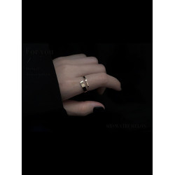 戒指高級感小衆女設計ins冷淡風素圈開口可調節時尚個性鈦鋼食指