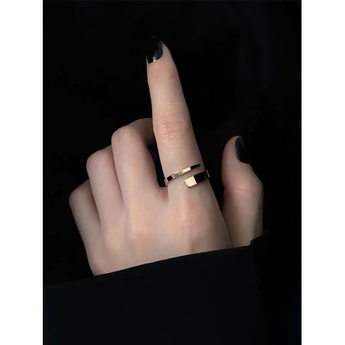 戒指高級感小衆女設計ins冷淡風素圈開口可調節時尚個性鈦鋼食指