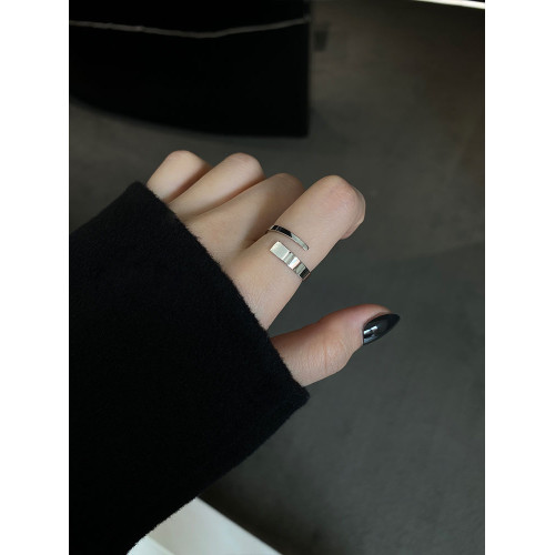 戒指高級感小衆女設計ins冷淡風素圈開口可調節時尚個性鈦鋼食指