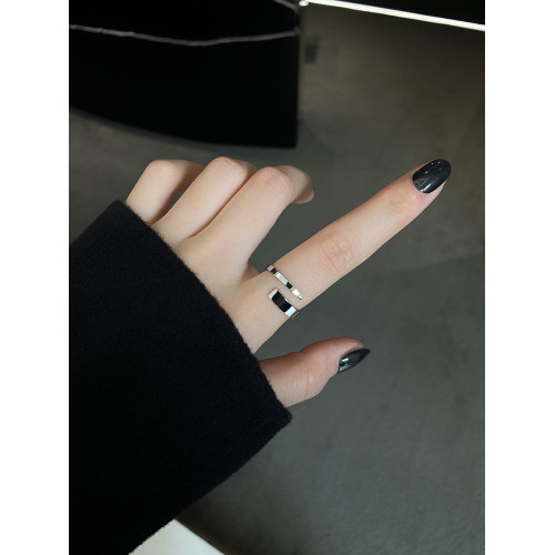 戒指高級感小衆女設計ins冷淡風素圈開口可調節時尚個性鈦鋼食指