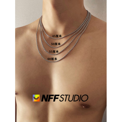 NFF嘻哈輕奢小衆鈦鋼項鍊男ins冷淡風極簡歐美街頭鎖骨鍊潮麻花鏈