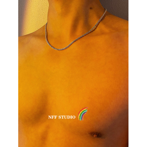 NFF嘻哈輕奢小衆鈦鋼項鍊男ins冷淡風極簡歐美街頭鎖骨鍊潮麻花鏈