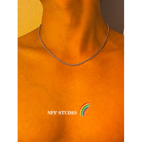 NFF嘻哈輕奢小衆鈦鋼項鍊男ins冷淡風極簡歐美街頭鎖骨鍊潮麻花鏈