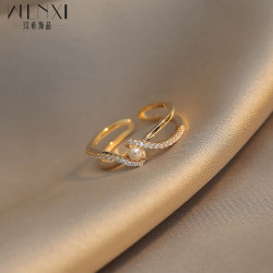 獨特交叉珍珠戒指2026年新款潮女時尚個性開口食指戒輕奢氣質指環