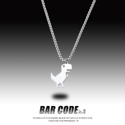 BARCODE原宿小恐龍鈦鋼項鍊ins冷淡風男女高街嘻哈個性情侶吊墜潮