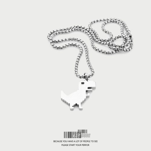 BARCODE原宿小恐龍鈦鋼項鍊ins冷淡風男女高街嘻哈個性情侶吊墜潮