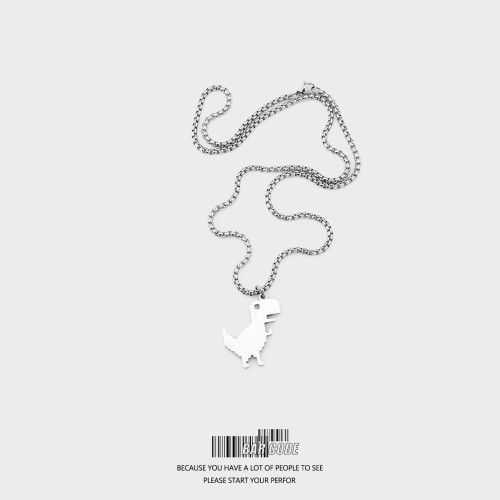 BARCODE原宿小恐龍鈦鋼項鍊ins冷淡風男女高街嘻哈個性情侶吊墜潮