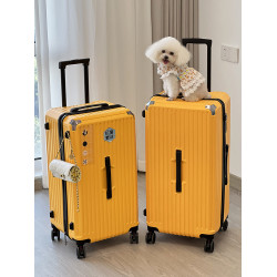 大魚箱包黃色行李箱女大容量結實耐用拉桿箱24寸密碼旅行登機箱男