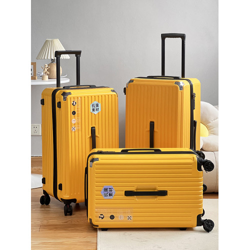 大魚箱包黃色行李箱女大容量結實耐用拉桿箱24寸密碼旅行登機箱男