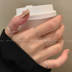 極簡風素圈細戒指女輕奢小衆設計高級感食指戒時尚個性套裝指環