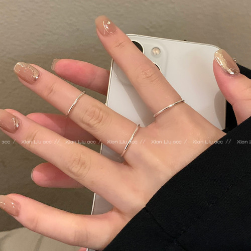 極簡風素圈細戒指女輕奢小衆設計高級感食指戒時尚個性套裝指環