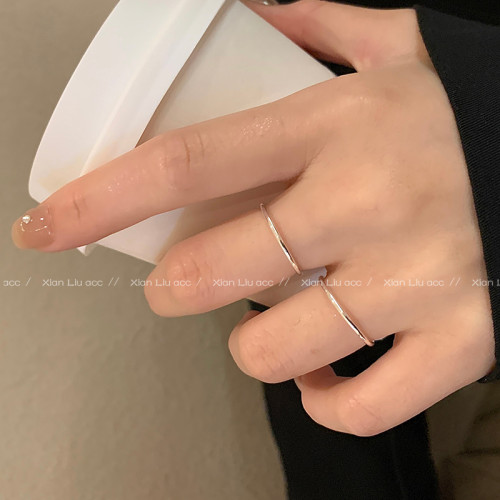 極簡風素圈細戒指女輕奢小衆設計高級感食指戒時尚個性套裝指環