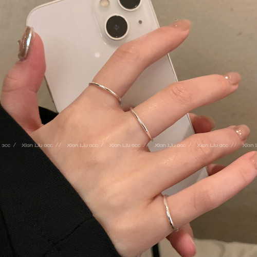 極簡風素圈細戒指女輕奢小衆設計高級感食指戒時尚個性套裝指環