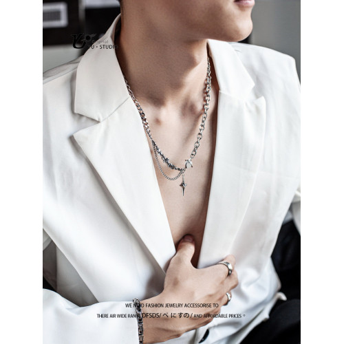 YUSTUDIO原創〈一輪明月〉星芒項鍊男女潮冷淡風高級感小衆鈦鋼頸