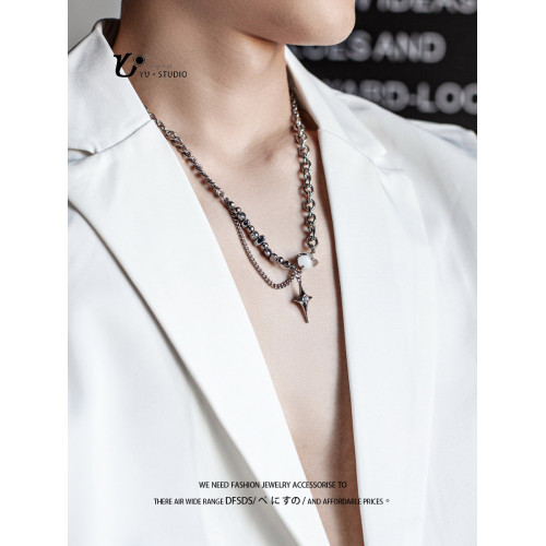 YUSTUDIO原創〈一輪明月〉星芒項鍊男女潮冷淡風高級感小衆鈦鋼頸