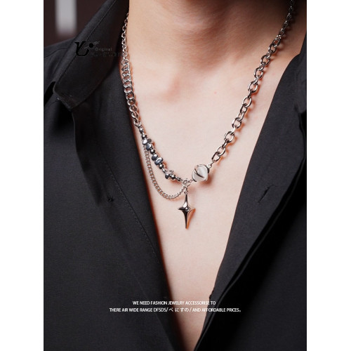 YUSTUDIO原創〈一輪明月〉星芒項鍊男女潮冷淡風高級感小衆鈦鋼頸