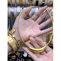 鈦鋼項鍊不掉色冷淡金屬風彎琯項圈時尚百搭彈簧頸鏈高級感鎖骨鍊