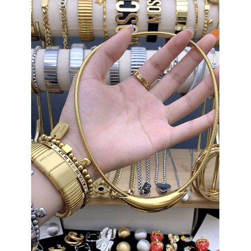 鈦鋼項鍊不掉色冷淡金屬風彎琯項圈時尚百搭彈簧頸鏈高級感鎖骨鍊 鈦鋼項鍊不掉色冷淡金屬風彎琯項圈時尚百搭彈簧頸鏈高級感鎖骨鍊