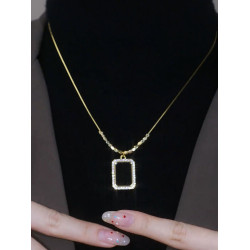 高級感鑲鑽方牌秋冬氣質毛衣鏈2025年新款衛衣鏈輕奢小衆百搭項鍊