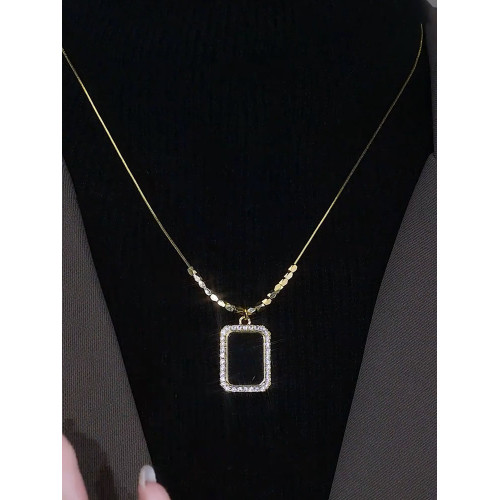 高級感鑲鑽方牌秋冬氣質毛衣鏈2025年新款衛衣鏈輕奢小衆百搭項鍊