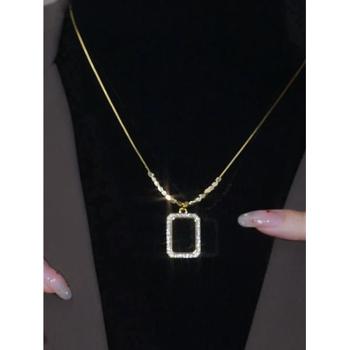 高級感鑲鑽方牌秋冬氣質毛衣鏈2025年新款衛衣鏈輕奢小衆百搭項鍊