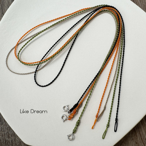 手工編織進口彩蠟線s925銀釦極簡超細萬能鏈吊墜鎖骨鍊紅繩項鍊繩