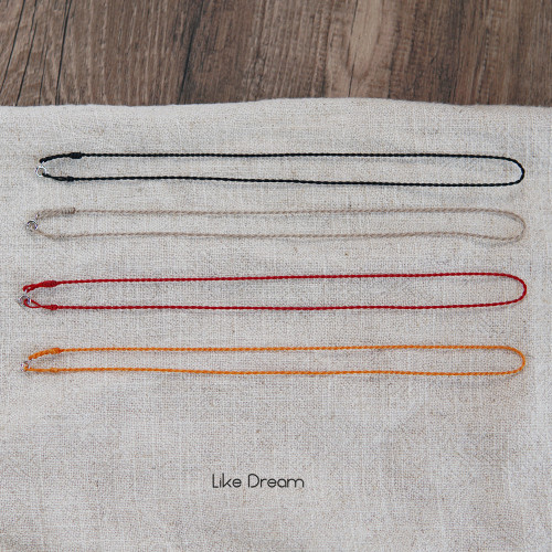 手工編織進口彩蠟線s925銀釦極簡超細萬能鏈吊墜鎖骨鍊紅繩項鍊繩