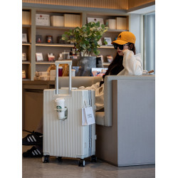 前開口多功能商務行李箱鋁框拉桿箱男女24密碼旅行箱登機箱子20寸