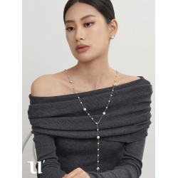 滿天星仿珍珠項鍊女小衆高級感氣質大氣長款毛衣鏈春夏鎖骨鍊頸鏈