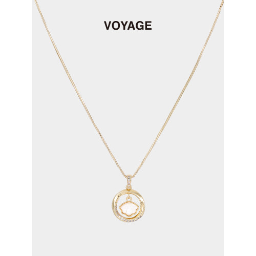 法式金色莫比烏斯環吊墜項鍊女輕奢小衆甜酷鎖骨鍊高級感復古配飾