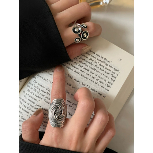 BKP曼穀公園「復古戒」韓式小衆做舊戒指重工扭曲橢圓y2k百搭男女