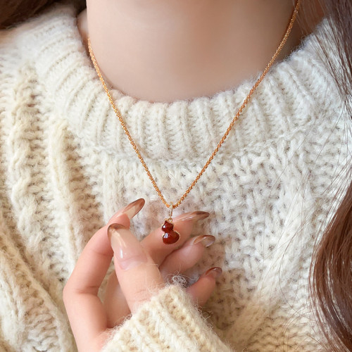 2026新款爆款玄學旺財葫蘆項鍊女輕奢高級感毛衣鏈紅色吊墜配飾品 2026新款爆款玄學旺財葫蘆項鍊女輕奢高級感毛衣鏈紅色吊墜配飾品