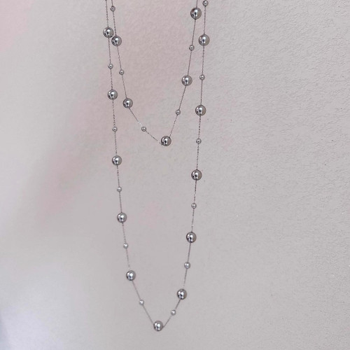 星際長款滿天星銀灰珍珠項鍊毛衣鏈通勤質感間珠高級感女2025新款 星際長款滿天星銀灰珍珠項鍊毛衣鏈通勤質感間珠高級感女2025新款