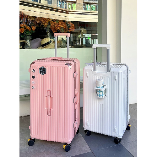 新款多功能大容量鋁框行李箱女22寸登機拉桿箱男萬向輪密碼旅行箱