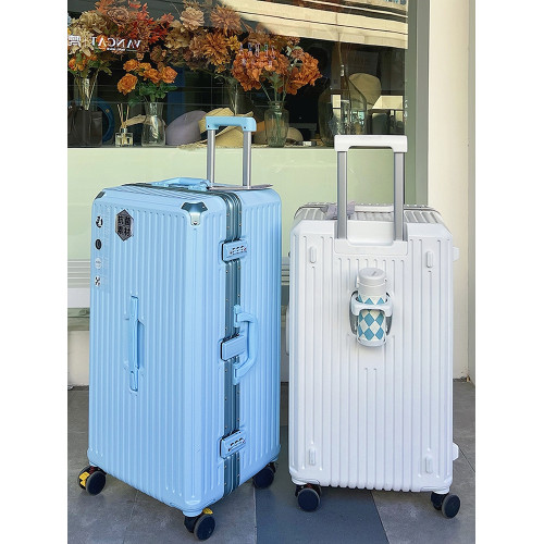 新款多功能大容量鋁框行李箱女22寸登機拉桿箱男萬向輪密碼旅行箱