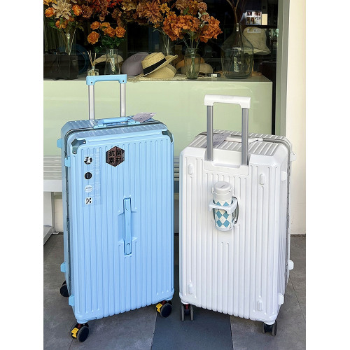 新款多功能大容量鋁框行李箱女22寸登機拉桿箱男萬向輪密碼旅行箱