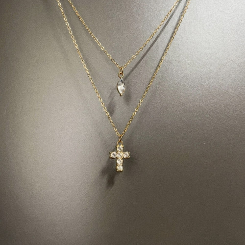 Vintage古著 Cross water drops項鍊