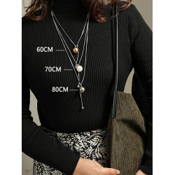 爆款長項鍊珍珠毛衣鏈式針式萬能鏈春夏可調節抽拉式長款不褪色