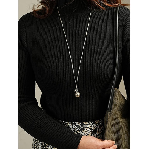 爆款長項鍊珍珠毛衣鏈式針式萬能鏈春夏可調節抽拉式長款不褪色